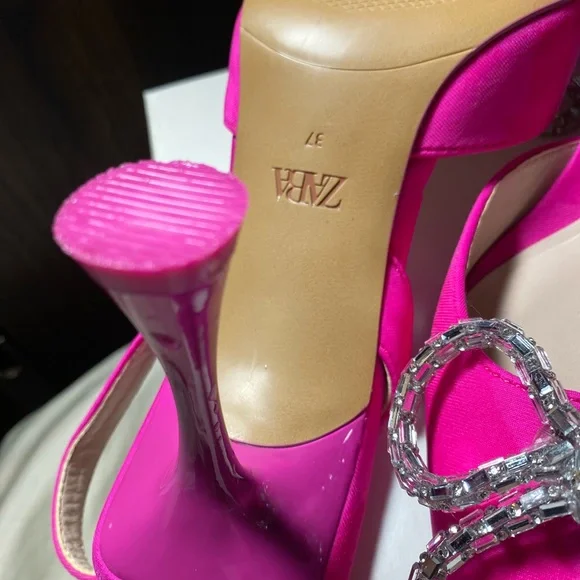 Zara Fuchsia Heels with Sparkling Bow - Picture 8 of 9